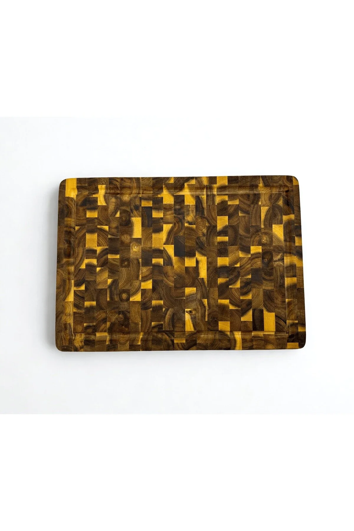 Akasya Kesme Tahtası Xlarge Boy Endgraın 40x32x3 Cm Masif Ahşap Doğrama Tahtası Sunum Tahtası Kahverengi