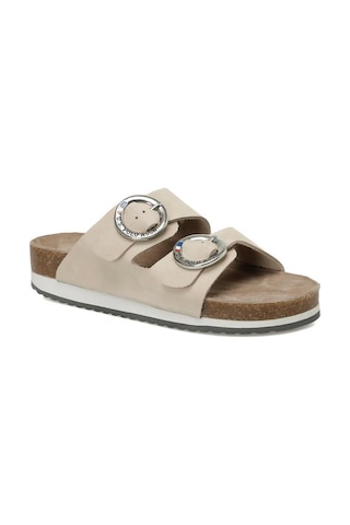 U.S. Polo Assn. U.s.polo Assn Plaın Nu 5fx Bej Hakiki Deri Comfort Casual Anatomik Terlik Bej