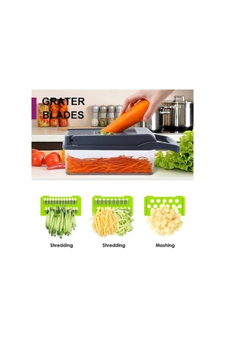 Pazly 11'li Mutfak Sebze Doğrayıcı, Meyve Ve Sebze Kesme Makinesi, Salata Ve Yemek Hazırlama Aleti, Yeşil Renkli Model Yeşil