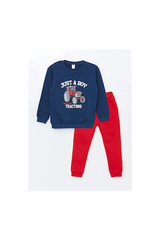 LC Waikiki Lw - Bisiklet Yaka Uzun Kollu Erkek Bebek Sweatshirt Ve Eşofman Alt 2'li Takım İndigo
