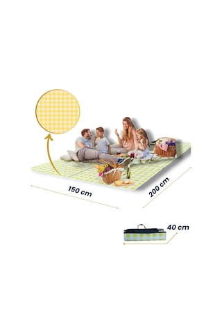 Piknik Örtüsü, Masa Örtüsü,50-200 Cm 150-200 Cm Sarı Beyaz Kare 3 Sarı Kare