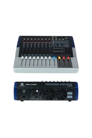 Maxword Welly-08fx Power Mixer 2x800w 8 Kanal 2x7 Bant Ekolayzır 99 Dsp Efekt