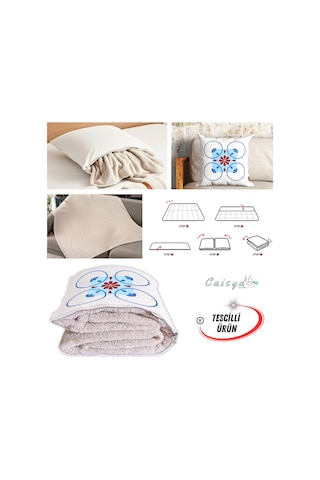 Modern Bordür Desen Tv Battaniyeli Opsiyonel Dekoratif Yastık Kırlent 2 İn 1 Battaniye Çok Renkli