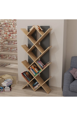 Lagomood Rahle Kitaplık Antrasit Meşe