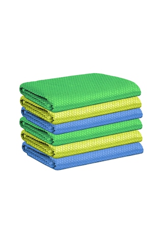 Qurry Baklava Desen Mikrofiber Çok Amaçlı Bez Mutfak Cam Bezi 6'lı 40 x 40 CM