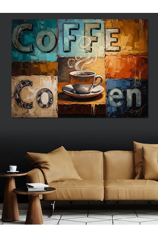 Ahşap Tablo Kahve Fincanı Ve Coffee Yazıları