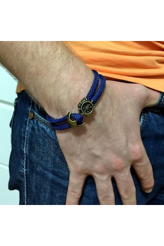 Çapa Dümen Gemici Mavi Erkek Bileklik Bt189 Mavi