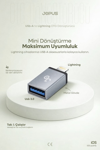 Jopus İphone Lightning To Usb 3.0 Otg Veri Aktarımı Otg Çevirici Dönüştürücü Adaptör Diğer