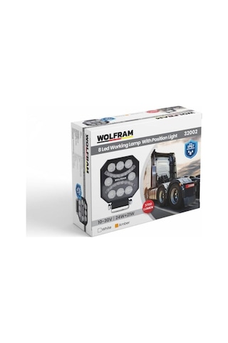 Wolfram 32002 10v-30v Çalışma Lambası 8led Emojili Altıgen 24w+21w 3700 Lümen Sarı+beyaz E Belgeli