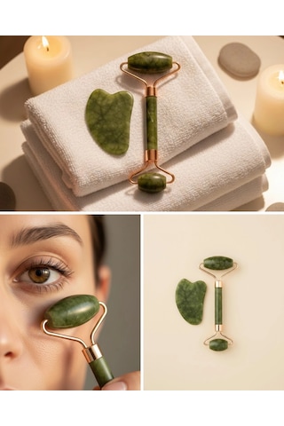 Yeşim Taşı Yüz Bakım Seti Çift Başlıklı Roller Gua Sha 16271596