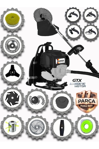 Prowackers German Ws-488 Clas Seri Sırt Tipi Benzinli Ot Çalı Çim Biçme Tırpanı+ 11 Pcs Full Set Hali Yıkamalı