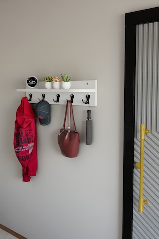 Alpa Ev Mobilya 5 Askılı Raflı Portmanto, Elbise Askılığı, Modern Duvar Organizer Askılık Beyaz