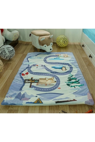 Zooturak Peluş Çocuk Matı Sibirya Kurdu Husky 100cm x 150cm