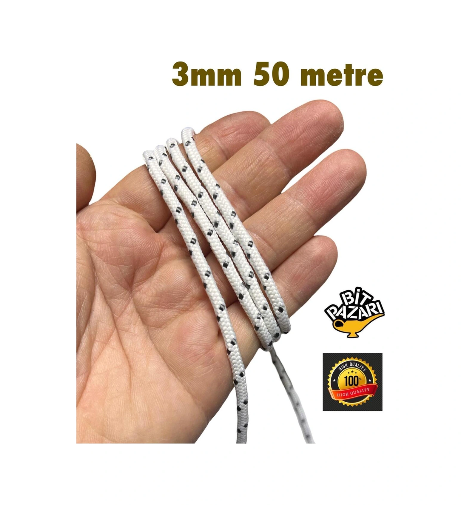 3mm 50 Metre İpek Halat , İskota Halat , Salıncak İpi , Bağlama İpi - Hamak İpi