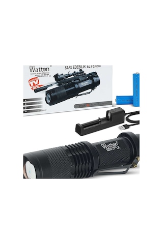 Orijinal 800 Lümen T6 Şarjlı Led El Feneri Uzun Menzilli Profesyonel Model Wt-086 Evimdeyokyok Beyaz