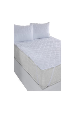 Divanev Kapitoneli Sıvı Geçirmez Alez 90x190 Cm Tek Kişilik Köşe Lastikli Beyaz