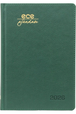 Ece Ajandası Kemer 2026 Yeşil - Günlük Çizgili Sert Kapak 14x20 Yeşil