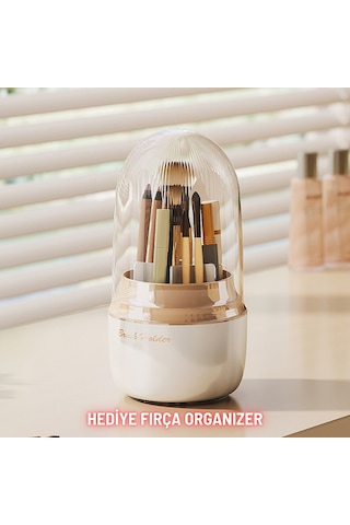 Çekmeceli Kozmetik Organizer Makyaj Kutusu Fırça Takı Ve Aksesuar Düzenleyici Bej