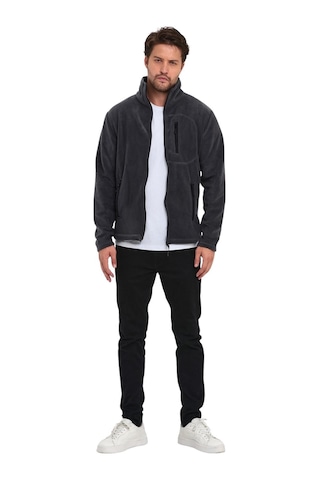 Genıus Store Erkek Polar Tam Fermuarlı 3 Cepli Outdoor Polar Ceket Tactical Flecee Polar-gns Koyu Füme