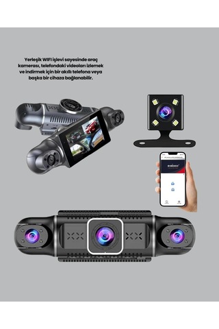 Cj 4 Kameralı Araç İçi Kamera 1080p Gps Takip Wifi Gece Görüşlü