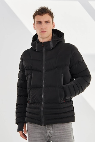 Delpino Dar Kesim Kapüşonlu Şişme Karbon Siyah Erkek Mont 2205 Siyah