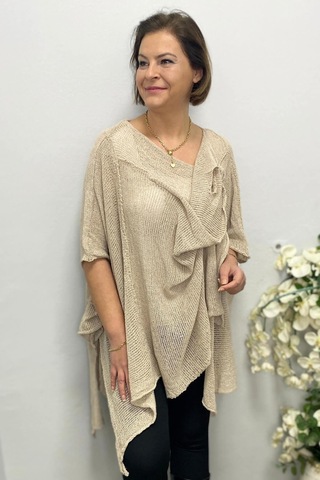 Mia Butik Kadın Bej Tasarım Merserize Mevsimlik Bluz-1602 Bej
