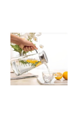 1800 Ml,büyük Boy Borosilikat Cam Sürahi,metal Süzgeç Kapaklı,su,limonata,detoks,çay, Sürahisi