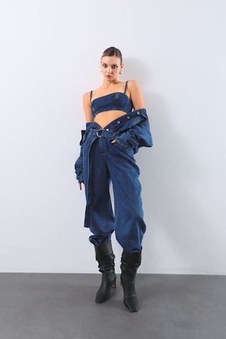 Kadın Oversize Jean Tulum Koyu Mavi 001