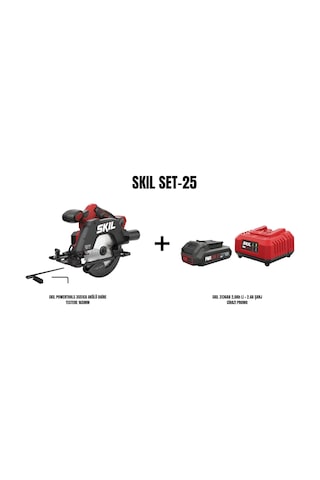 Skil Set-25 Skil Powertools 3551CA Akülü Daire Testere 165 MM + Skil 3136AA 2.0AH Li + 2.4A Şarj Cihazı Promo