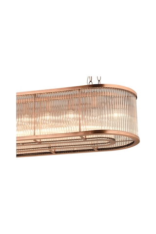 Lampaluce Albinia Özel Çubuk Taşlı Salon Sarkıt Avizesi Yemek Masası Üzeri Bakır 16'lı 60x100cm Bakır