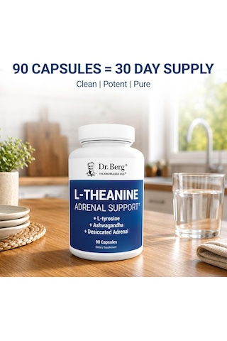 Dr. Berg L-theanine With Ashwa/gandha & L-tyrosine, Zinc & Manganese Adrenal Support Advanced 9-in-1