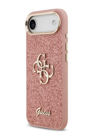 Apple Uyumlu iPhone 17 Air Kılıf Guess Lisanslı 4g Büyük Metal Kamera Çerçeveli Ve Logolu Glitter Kapak Pembe