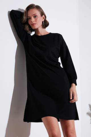 Lela Modest Oysho Kumaş Relaxed Fit Yırtmaçlı Bayan Tunik 5865878 Siyah