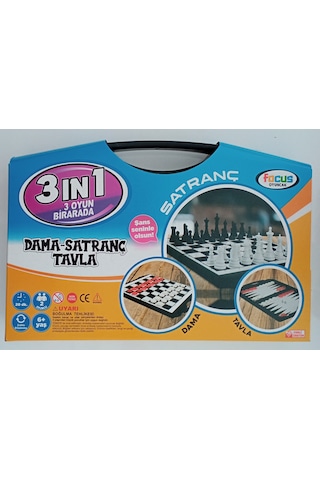 Dama Satranç Tavla Üçlüoyun Set