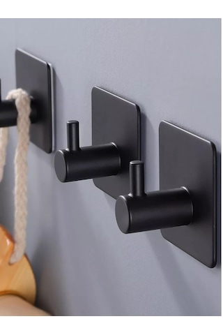 Vesalka Dla Polotenec Banyo Havluları İçin Duvara Monte Kendinden Yapışkanlık Kancalar 4 Adet 227427863 Siyah