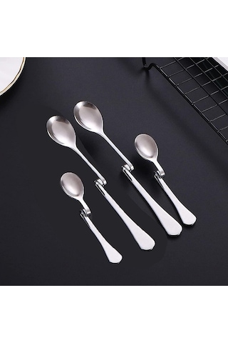 Fastbuy 6 Adet Yaratıcı Paslanmaz Çelik Kahve Karıştırma Kaşığı Bükülmüş Asılı Bardak Kaşığı Restoran Otel Kavisli Saplı Bükü