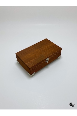 Doğal Ahşap Takı Kutusu Ahşap Saklama Kutusu Beyaz Çam Ceviz Boy:20cm En:12cm Yük:6cm