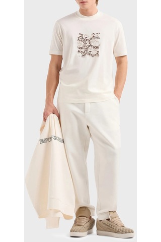 Emporio Armani Erkek T Shirt 3d1tg3 1jpzz 01a2 Ekru Ekru