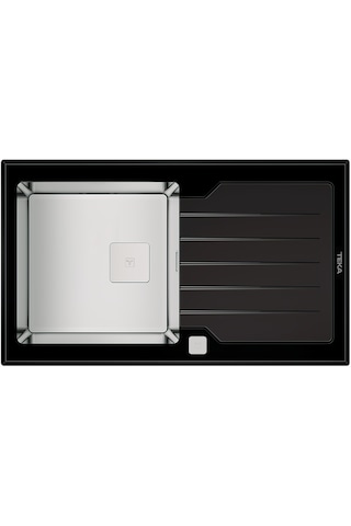 Teka Diamond Rs15 1B 1D 86 (Wst Black) Tek Hazne Ve Tek Damlalıklı Cam Eviye - Siyah - 115100011