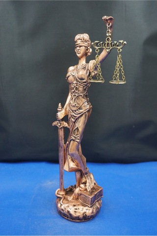 Themis Adalet Tanrıçası Heykeli 32 Cm Avukatlar İçin Dekoratif Biblo, Ev & Ofis Aksesuarı Bakır