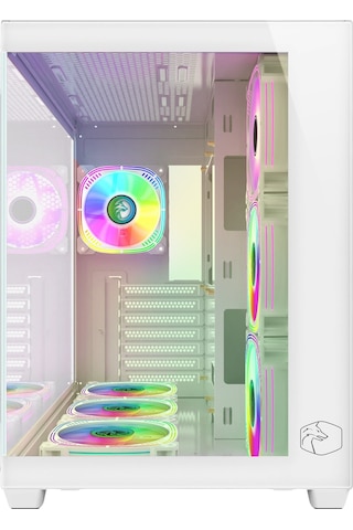 Gametech Prime V2 RGB Tuş Kontrollü 7x120 MM Fan Oyuncu Bilgisayar Kasası Beyaz