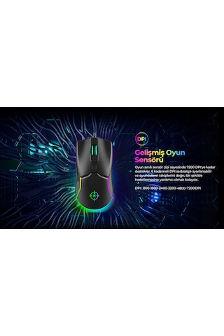 North Air Black Kablolu RGB Profesyonel Optik Oyuncu Mouse