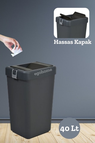 Mote Siyah 40 Lt Çöp Kovası Hassas Kapaklı Çöp Kutusu Pratik Kapak Egohomeçöpkutususiyah