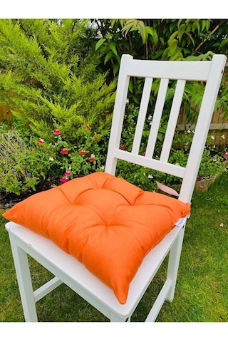6lı Turuncu Sandalye Minderi-dekoratif Minder Seti-40x40cm Kare S