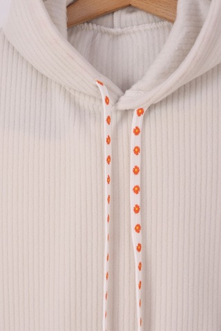 Monox Kız Çocuk Çiçek Baskılı İpli Şeritli Pantolon Fitilli Polar Takım Taş