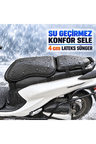 Vespa Primavera 150 2konfor Sele Su Geçirmez, Formunu Koruyan 4 Cm Lateks 2 Parça Siyah