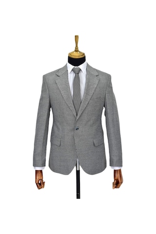 Erkek Gri Tek Spor Ceket Çift Yırtmaçlı Bgl-st03981 Gri