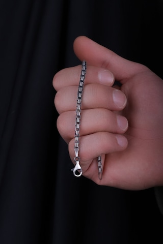 Encili Silver 925 Ayar Gümüş Özel Tasarım Oksitli Model Zincir Bileklik Gümüş