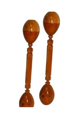 Çift Taraflı Ahşap Maracas, Uzak Doğu Müzik Aleti Açık Gri