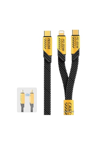 Wekome WDC-189 2 in 1 65 W + 20 W Usb-c To Lightning - Type-c Hızlı Şarj Kablosu Gri